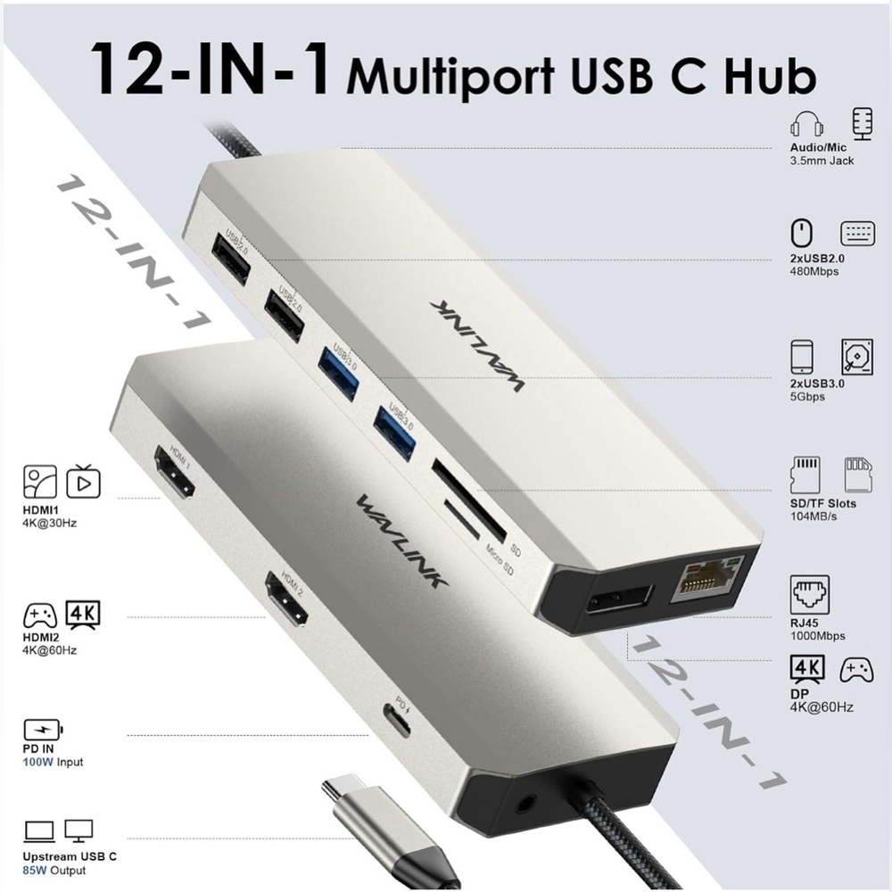 Wavlink USB-C Docking Station - Silver